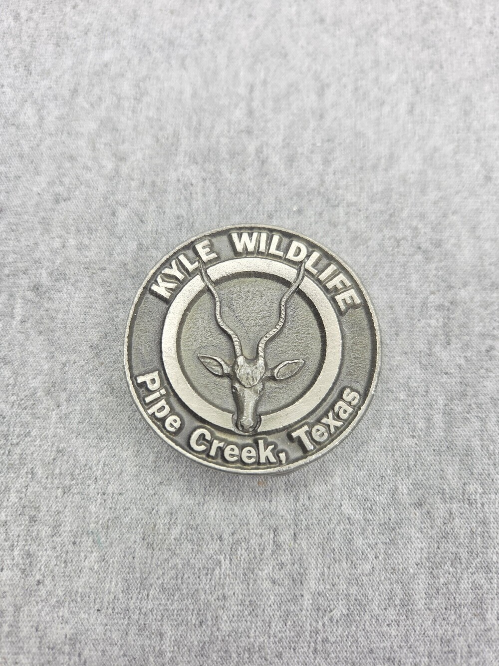 Vintage Sid Bell Kyle Wildlife Pipe Creek Texas Pewter Belt Buckle Antelope 1980